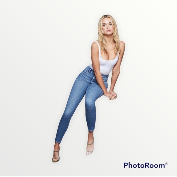 NWT GOOD AMERICAN x REVOLVE Good Curve Skinny Crop Medium Wash Jeans, Size 24 - Picture 10 of 15